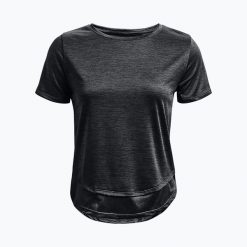 Koszulka fitness damska Under Armour UA Tech Vent SS. Czarne bluzki damskie Under Armour, xs, bez wzorów, sportowe, bez kołnierzyka, bez ramiączek. Za 69.99 zł.