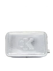 Calvin Klein Torebka Bold Ck Metallic Camera Bag LV04F3331G Srebrny. Szare listonoszki damskie Calvin Klein, bez wzorów, ze skóry, bez dodatków. Za 329.99 zł.