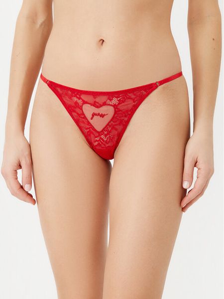 Guess Stringi O5RE29 KBGT0 Czerwony Regular Fit. Czerwone majtki damskie Guess, z syntetyku. Za 79.99 zł.