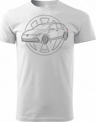 Topslang Koszulka z samochodem VW Golf męska biała REGULAR XL. Białe swetry męskie Topslang, m, bez wzorów, bez kołnierzyka, bez ramiączek. Za 99.90 zł.