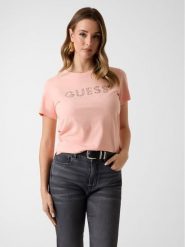 Guess T-Shirt 182375 Różowy Classic Fit. Czerwone t-shirty damskie Guess, s, z aplikacjami, bez kołnierzyka, bez ramiączek. Za 154.99 zł.