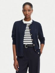 Tommy Hilfiger Kardigan Cable Fine WW0WW42370 Granatowy Regular Fit. Niebieskie kardigany damskie Tommy Hilfiger, s, bez wzorów, z syntetyku, bez kołnierzyka. Za 489.99 zł.