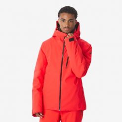 Kurtka narciarska i snowboardowa męska Quechua 500. Czarne kurtki sportowe męskie QUECHUA, na zimę, l, bez wzorów, z materiału, z kapturem, narciarskie. Za 439.99 zł.