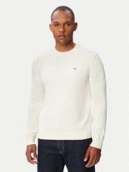 Tommy Jeans Sweter Essential DM0DM22853 Biały Slim Fit. Białe swetry męskie Tommy Jeans, m, bez wzorów, z bawełny, bez kołnierzyka, bez ramiączek. Za 369.99 zł.