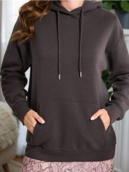 Gładka bluza z kapturem basic - szary. Szare bluzy damskie Sinsay, l, bez wzorów, bez ramiączek, z kapturem. Za 39.99 zł.