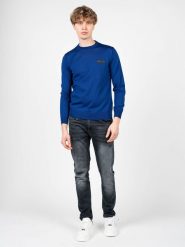 Plein Sport Sweter "Merino" | MPPS90181 | Mężczyzna | Niebieski. Niebieskie swetry męskie Plein Sport, m, bez wzorów, z wełny, sportowe, bez kołnierzyka, bez ramiączek. W wyprzedaży za 449.00 zł.