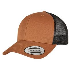 Dwukolorowa Czapka Trucker Retro. Brązowe czapki damskie FLEXFIT, bez wzorów, retro. Za 57.99 zł.