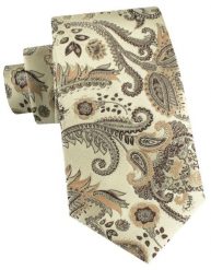 Męski Krawat - Kremowy w Orientalny Wzór - Alties. Białe krawaty i muchy Alties, bez wzorów, z tkaniny, eleganckie. Za 55.00 zł.