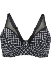Biustonosz minimizer z siateczką. Czarne biustonosze bonprix, bez wzorów. Za 69.99 zł.