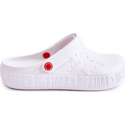 Męskie Lekkie Klapki Big Star II175003 Białe. Białe klapki męskie bez wzorów, z tworzywa sztucznego, bez zapięcia. Za 131.88 zł.