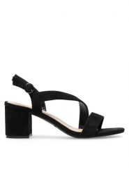 Clara Barson Sandały AK250423-3 Czarny. Czarne sandały damskie Clara Barson, bez wzorów, z materiału, bez obcasa, na słupku, bez zapięcia. Za 69.99 zł.