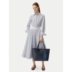 Torebka Tommy Hilfiger. Niebieskie shopperki damskie Tommy Hilfiger, bez wzorów, bez dodatków. Za 649.99 zł.