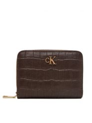 Calvin Klein Portfel Ck Croc Medium Flap Zip Around LV04F1095G Brązowy. Brązowe portfele damskie Calvin Klein, ze skóry. Za 289.99 zł.