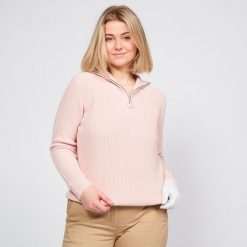 Sweter do golfa damski Inesis MW500. Czerwone swetry nierozpinane damskie INESIS, xl, bez wzorów, z bawełny, eleganckie, bez kołnierzyka, bez ramiączek. W wyprzedaży za 99.99 zł.