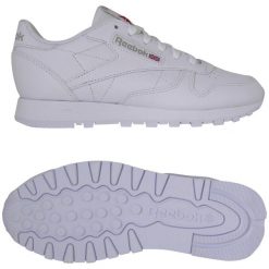 Buty sneakersy sportowe damskie Reebok Classic Leather. Białe obuwie sportowe damskie Reebok, bez wzorów, z materiału, bez zapięcia, trekkingowe, Reebok Classic. Za 314.30 zł.