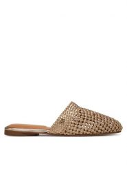 Tommy Hilfiger Klapki Crochet Metallic Leather Mule FW0FW08606 Złoty. Żółte klapki damskie Tommy Hilfiger, bez wzorów, ze skóry, bez obcasa, bez zapięcia. Za 589.99 zł.
