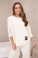 Komplet new punto bluza + spodnie jasny beżowy. Brązowe bluzy damskie KESI, l, bez wzorów, z bawełny, biznesowe, bez ramiączek, bez kaptura. Za 347.13 zł.