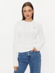 Polo Ralph Lauren Sweter 211891640001 Biały Regular Fit. Białe swetry nierozpinane damskie Polo Ralph Lauren, xl, bez wzorów, z bawełny, bez kołnierzyka, bez ramiączek. Za 499.99 zł.