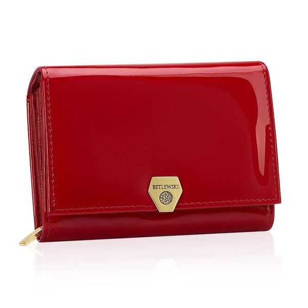 Portfel damski BETLEWSKI BPD-VS-11 CZERWONY. Czerwone portfele damskie Betlewski, ze skóry. Za 169.00 zł.