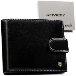 Portfel skórzany Rovicky N01L-RVT czarny. Czarne portfele męskie ROVICKY, bez wzorów. Za 74.00 zł.