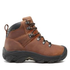 Trekkingi Keen. Brązowe botki męskie Keen, bez wzorów, sportowe, bez obcasa, bez zapięcia. Za 559.99 zł.