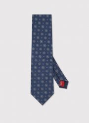 PAKO LORENTE - Jedwabny granatowy krawat we wzór. Niebieskie krawaty i muchy Pako Lorente, bez wzorów, z jedwabiu. Za 149.99 zł.