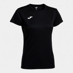 Koszulka do biegania damska Joma Combi z krótkim rękawem. Czarne bluzki damskie Joma, l, bez wzorów, sportowe, bez kołnierzyka, bez ramiączek. Za 59.99 zł.