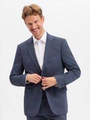 BOSS marynarka z zestawu modułowego z domieszką wełny owczej Mężczyźni Regular Fit niebieski, 110. Niebieskie garnitury męskie Boss, m, bez wzorów, z wełny, biznesowe, bez kołnierzyka, bez ramiączek. Za 1,399.95 zł.