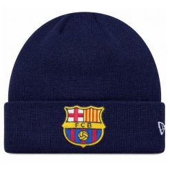 FC Barcelona x New Era czapka zimowa junior granatowa. Niebieskie czapki damskie FC BARCELONA, na zimę, bez wzorów, sportowe. Za 129.00 zł.