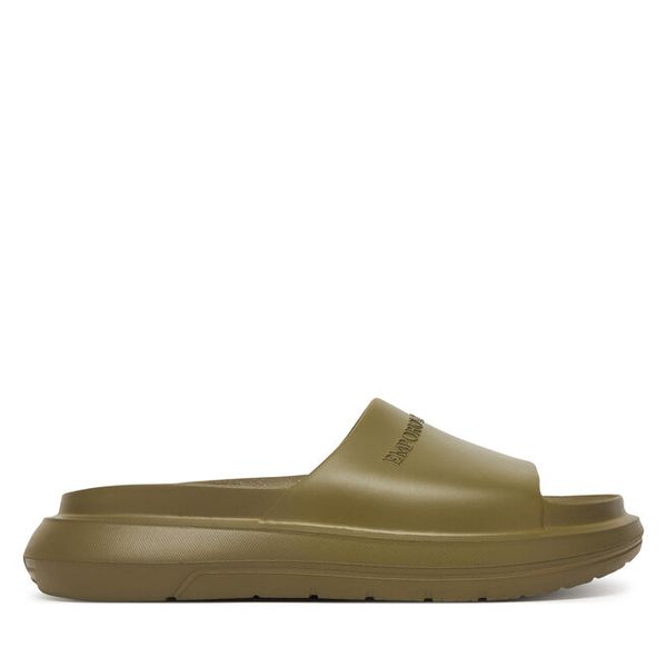 Klapki Emporio Armani. Zielone klapki męskie Emporio Armani, bez wzorów, bez zapięcia. Za 524.99 zł.