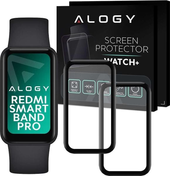 Alogy Alogy 2x Szkło na smartwatch elastyczne 3D do Xiaomi Redmi Smart Band Pro Black uniwersalny. Czarne zegarki smartwatch Alogy, bez wzorów. Za 26.89 zł.