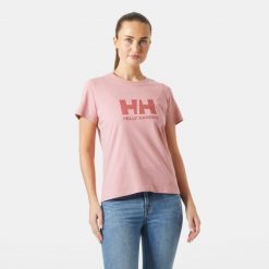 Koszulka damska Helly Hansen Logo 3.0. Czerwone koszulki sportowe damskie Helly Hansen, bez wzorów, bez ramiączek. Za 189.50 zł.