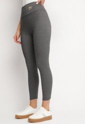 Szare Legginsy z Wysokim Stanem i Aplikacją Sevilena. Szare legginsy damskie Born2be, z aplikacjami, z jeansu. Za 29.99 zł.