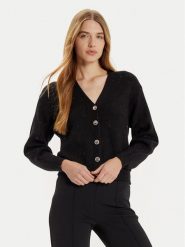 Rinascimento Kardigan CFM0011590003 Czarny Regular Fit. Czarne kardigany damskie Rinascimento, l, bez wzorów, z syntetyku, bez kołnierzyka. Za 269.99 zł.