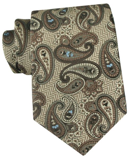 Jasnobrązowy Krawat ze Wzorem Paisley - Chattier. Krawaty i muchy Chattier, bez wzorów, z tkaniny, eleganckie. Za 55.00 zł.