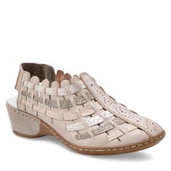 Półbuty Rieker. Niebieskie półbuty damskie Rieker, bez wzorów, bez obcasa, na płaskiej podeszwie, bez zapięcia. Za 299.99 zł.