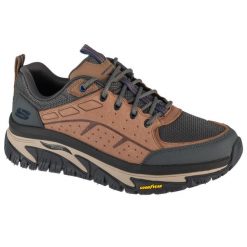 Buty sportowe Sneakersy męskie, Arch Fit Road Walker. Brązowe buty sportowe męskie Skechers, bez wzorów, z materiału, bez zapięcia, trekkingowe. Za 442.00 zł.