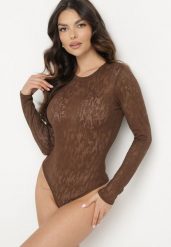 Brązowe Transparentne Body z Wiskozą w Abstrakcyjny Wzór Naliritria. Brązowe body Born2be, bez wzorów, z wiskozy. Za 89.99 zł.