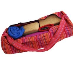 Bawełniana torba na matę do jogi w paski. Czerwone torby na ramię męskie YOGI & YOGINI, z bawełny. Za 139.99 zł.