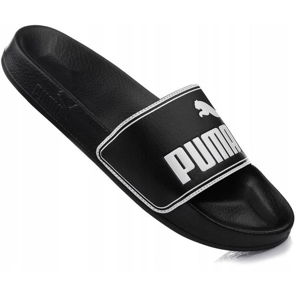Klapki sportowe na basen czarne PUMA LEADCAT. Czarne klapki damskie Puma, bez wzorów, sportowe, bez obcasa, bez zapięcia. Za 79.00 zł.