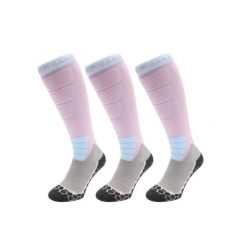 Skarpety narciarskie Powder Boss damskie z wełny merino Pro, 3 sztuki, fioletowe. Fioletowe skarpetki damskie POEDERBAAS, bez wzorów, z elastanu. W wyprzedaży za 329.62 zł.