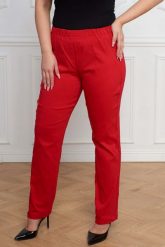 Czerwone spodnie Nilda z prostą nogawką wysoki stan PLUS SIZE XXL. Czerwone spodnie materiałowe damskie Nasi partnerzy, bez wzorów, z elastanu, biznesowe, z podwyższonym stanem, plus size, krótkie. Za 159.90 zł.
