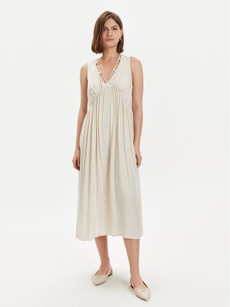 Pinko Sukienka codzienna Nemesi Abito 103562 A1WU Écru Regular Fit. Sukienki damskie Pinko, na co dzień, bez wzorów, z wiskozy, bez kołnierzyka, bez ramiączek, proste. Za 599.99 zł.