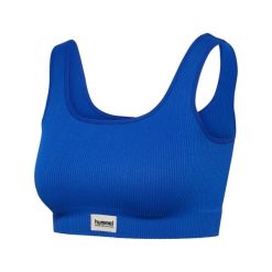 Bezszwowy biustonosz żebrowany dla kobiet Hummel Pulse. Niebieskie bielizna sportowa damska Hummel, s, bez wzorów, prążkowane. Za 189.00 zł.