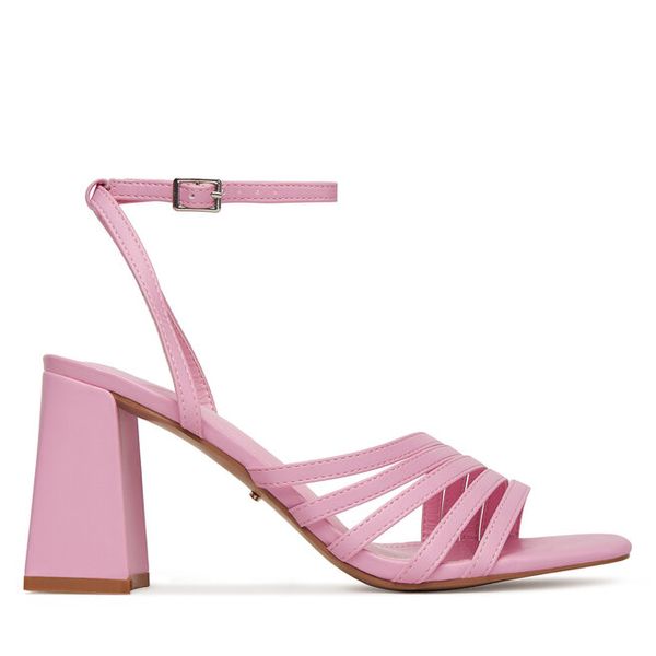 Sandały DeeZee. Czerwone sandały damskie DeeZee, bez wzorów, bez obcasa, na słupku, bez zapięcia. Za 129.99 zł.