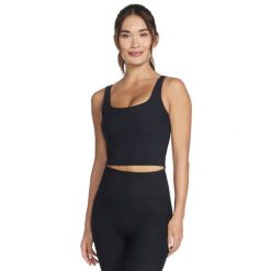 Biustonosz sportowy damski Go Flex Rib Longline Bra. Czarne bielizna sportowa damska Skechers, xs, bez wzorów, z nylonu. Za 179.99 zł.