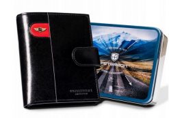 Portfel skórzany Peterson [D] PTN 22311L-VT-E czarny. Czarne portfele męskie Peterson, bez wzorów, ze skóry. Za 109.99 zł.