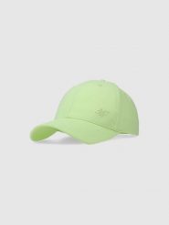 4F Czapka z daszkiem strapback uniseks - zielona XS/S. Zielone czapki damskie 4F, na lato, bez wzorów, z bawełny, sportowe. W wyprzedaży za 39.99 zł.