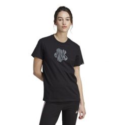 Koszulka z krótkim rękawem damska Adidas Gym & Pilates. Czarne bluzki damskie Adidas, m, bez wzorów, z bawełny, sportowe, bez kołnierzyka, bez ramiączek. Za 129.99 zł.