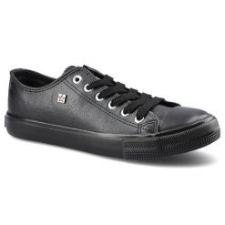 Czarne Trampki Big Star Damskie Modne Obuwie. Czarne trampki i tenisówki damskie BIG STAR, bez wzorów, z gumy, bez zapięcia. Za 109.00 zł.